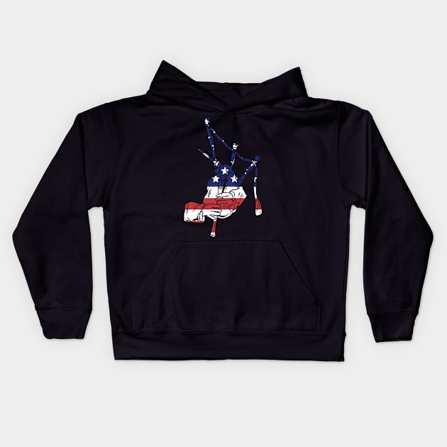 BAGPIPE AMERICAN FLAG Kids Hoodie by Tee Trends